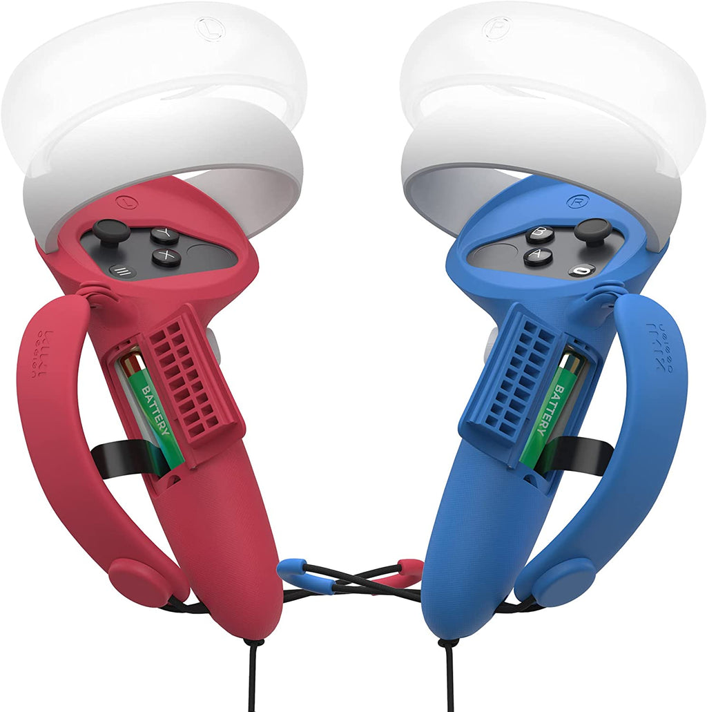 Kiwi Design Extended Controller Grips Compatible with Quest 2 Red/Blue