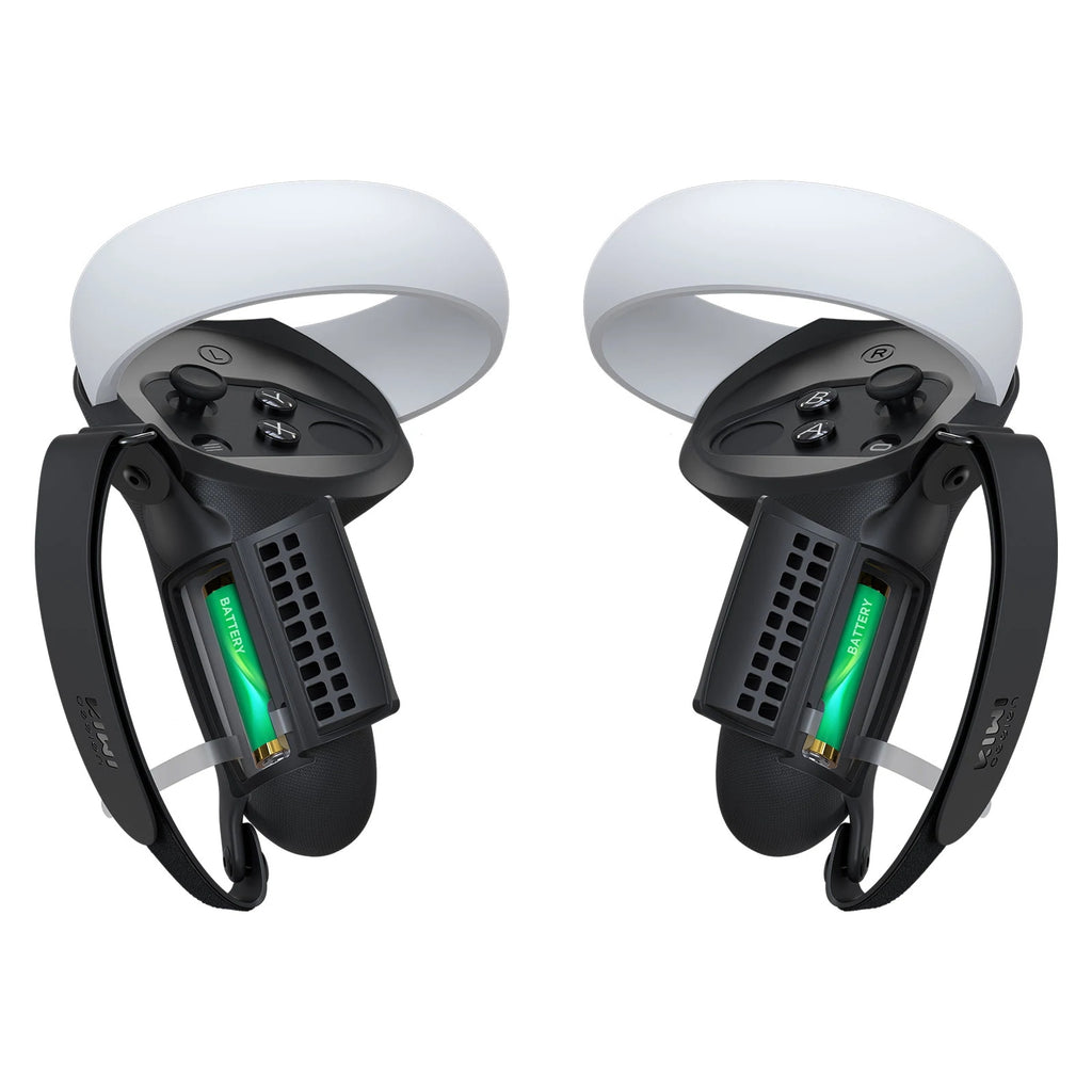 Kiwi Design Knuckle Grips Cover with Battery Opening Compatible with Quest 2 Black
