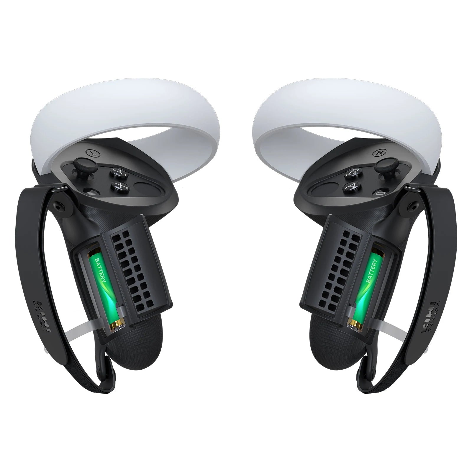 Kiwi Design Knuckle Grips Cover with Battery Opening Compatible with Quest 2 Black