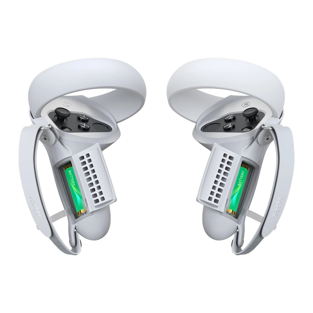 Kiwi Design Knuckle Grips Cover with Battery Opening Compatible with Quest 2 White
