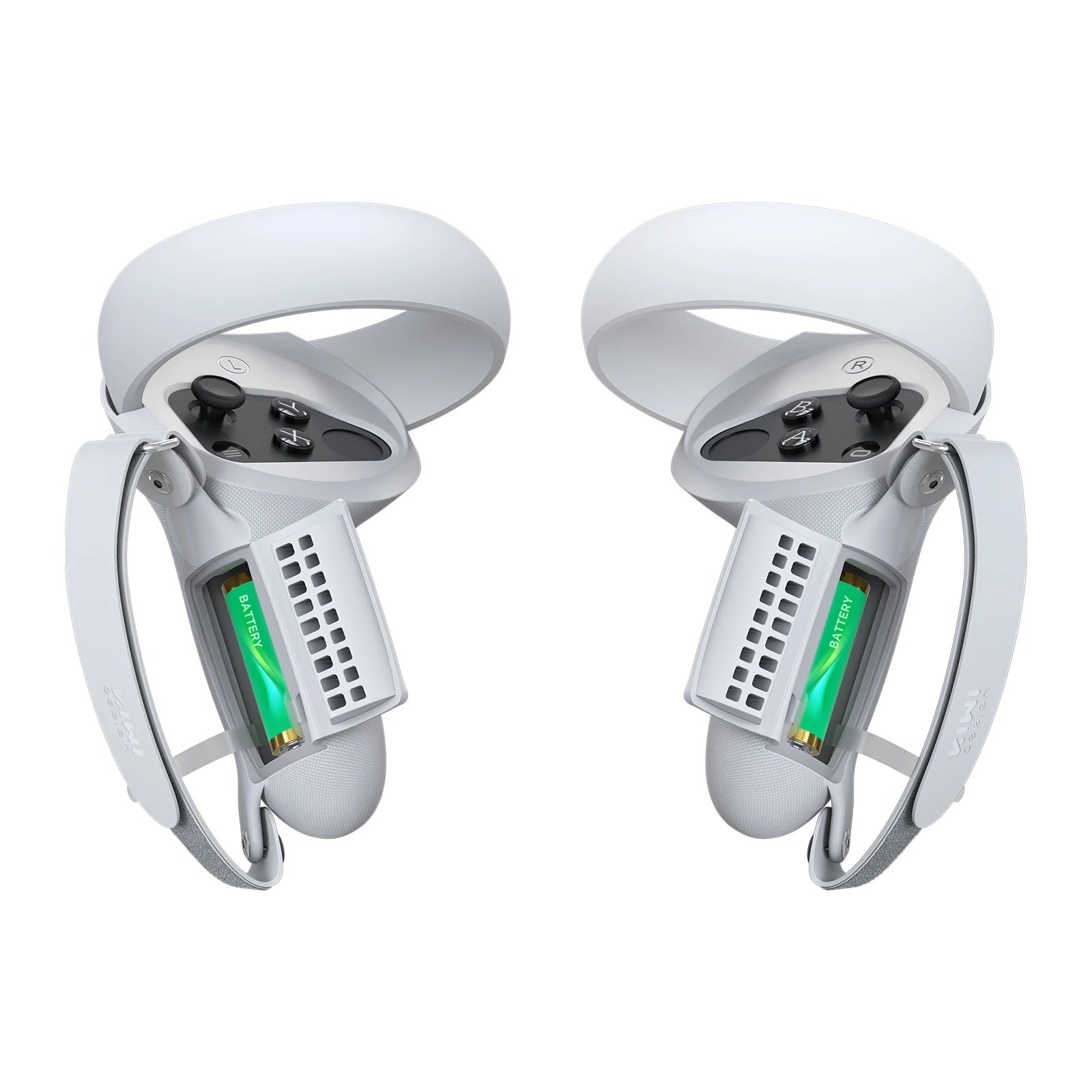 Kiwi Design Knuckle Grips Cover with Battery Opening Compatible with Quest 2 White