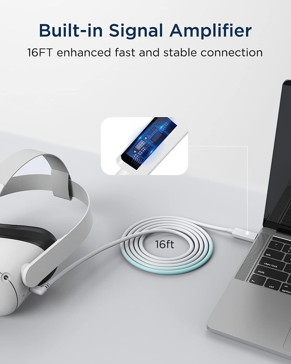 Kiwi Design Oculus Link Cable for Meta, HTC Vive, Pico, White