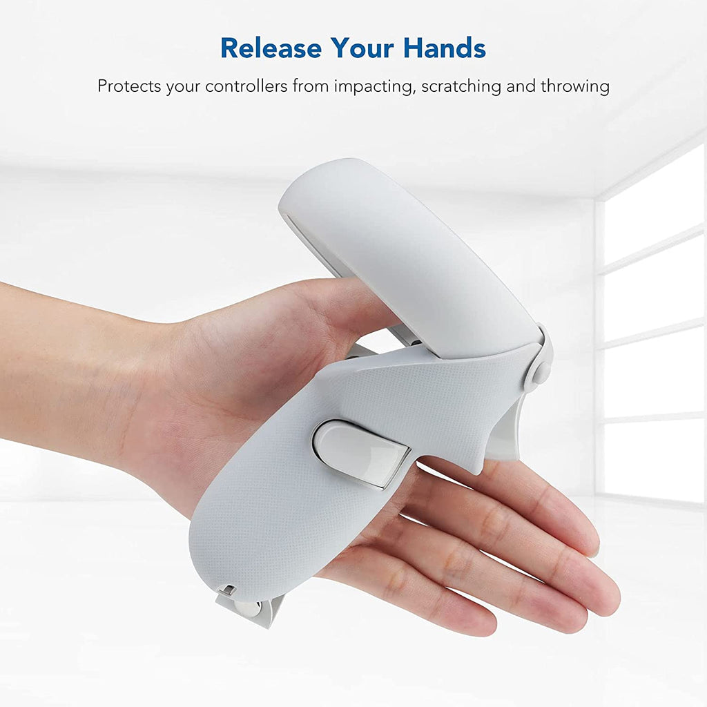 Kiwi Design Knuckle Grips Cover Compatible with Quest 2 Accessories White