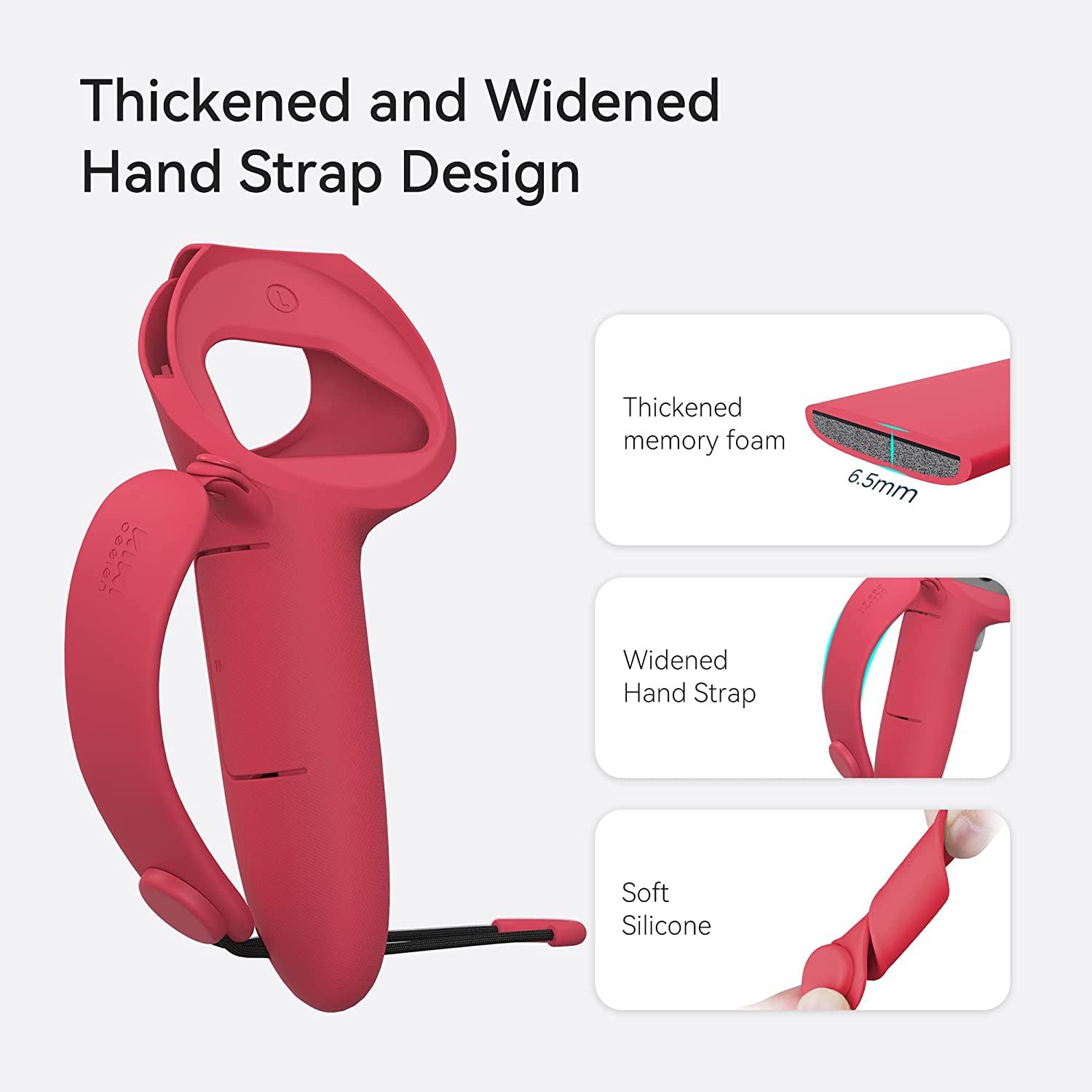 Kiwi Design Extended Controller Grips Compatible with Quest 2 Red/Blue