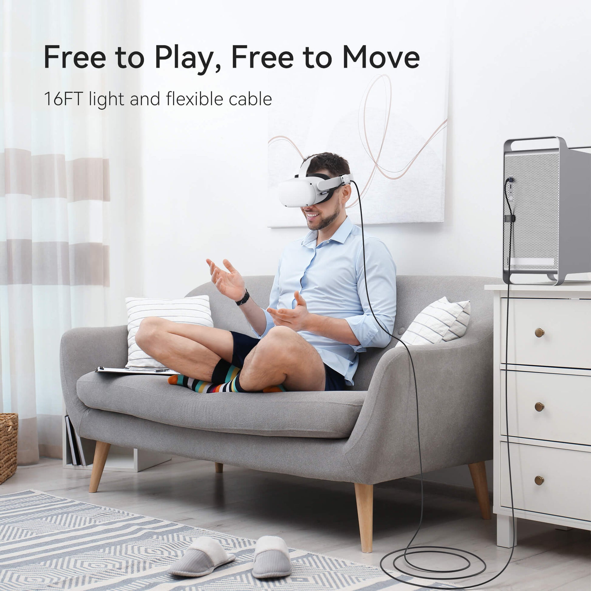 Kiwi Design Link Cable 16FT Compatible with Quest 2, with Cable Clip Accessories