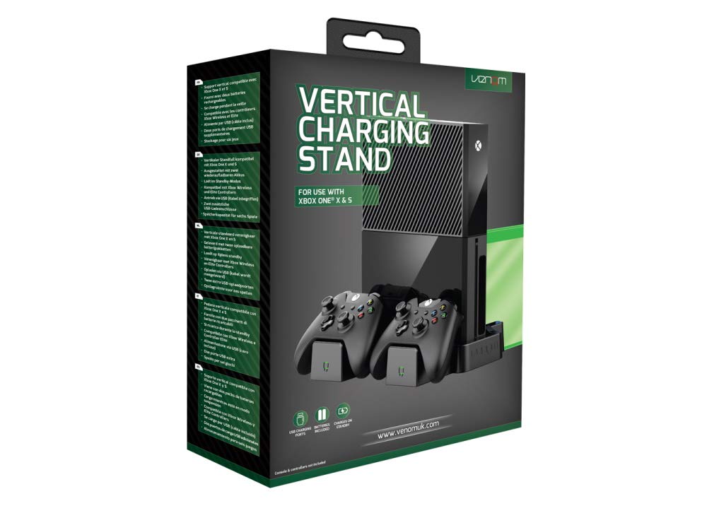 Venom Vertical Stand Compatible with Xbox One, Xbox One S, Dual Controller Vertical Charging Docking Station for Xbox One, Xbox One S, Special Edition and Elite Controllers with Batteries