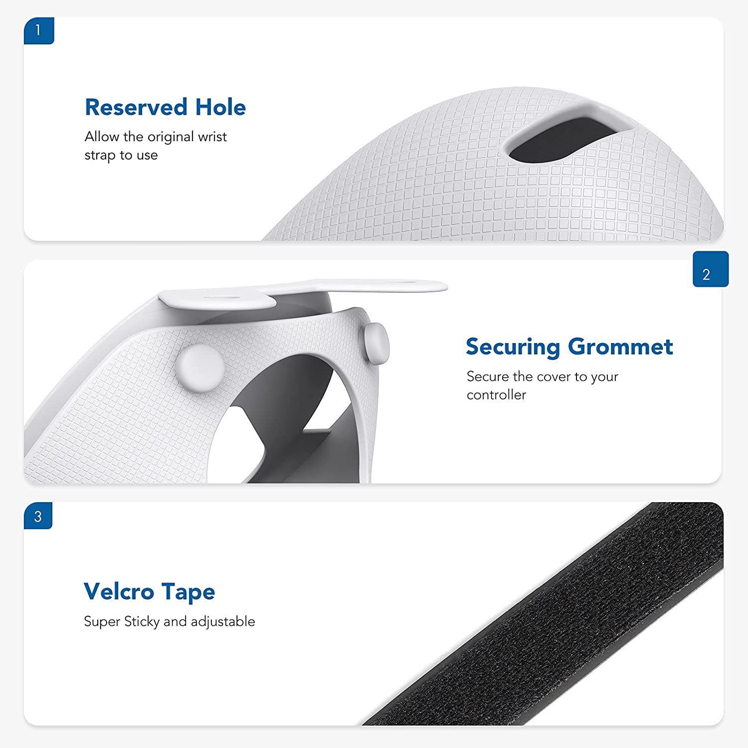 Kiwi Design Knuckle Grips Cover Compatible with Quest 2 Accessories White