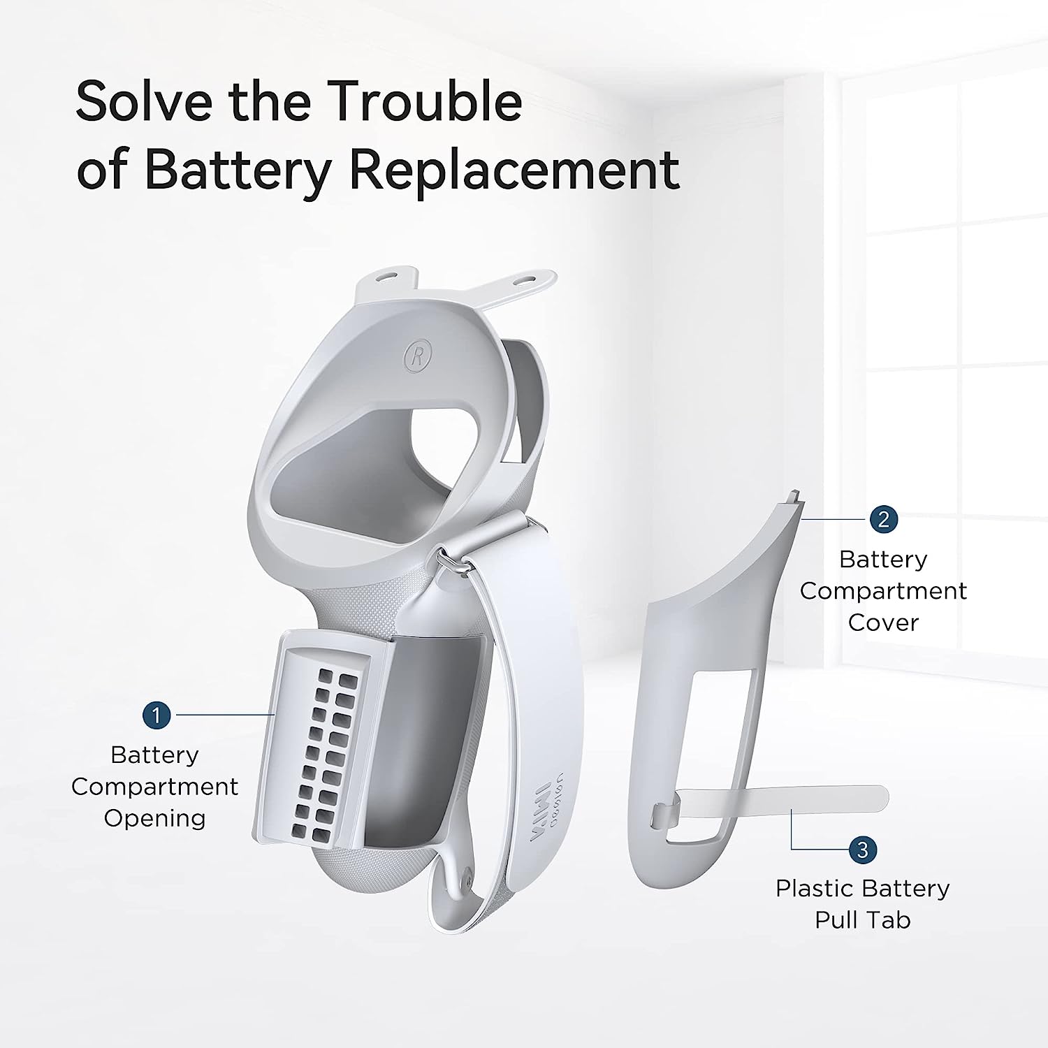 Kiwi Design Knuckle Grips Cover with Battery Opening Compatible with Quest 2 White