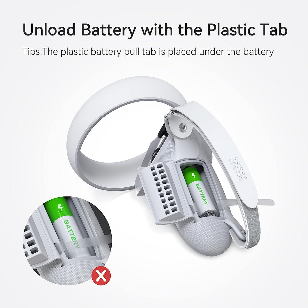 Kiwi Design Knuckle Grips Cover with Battery Opening Compatible with Quest 2 White