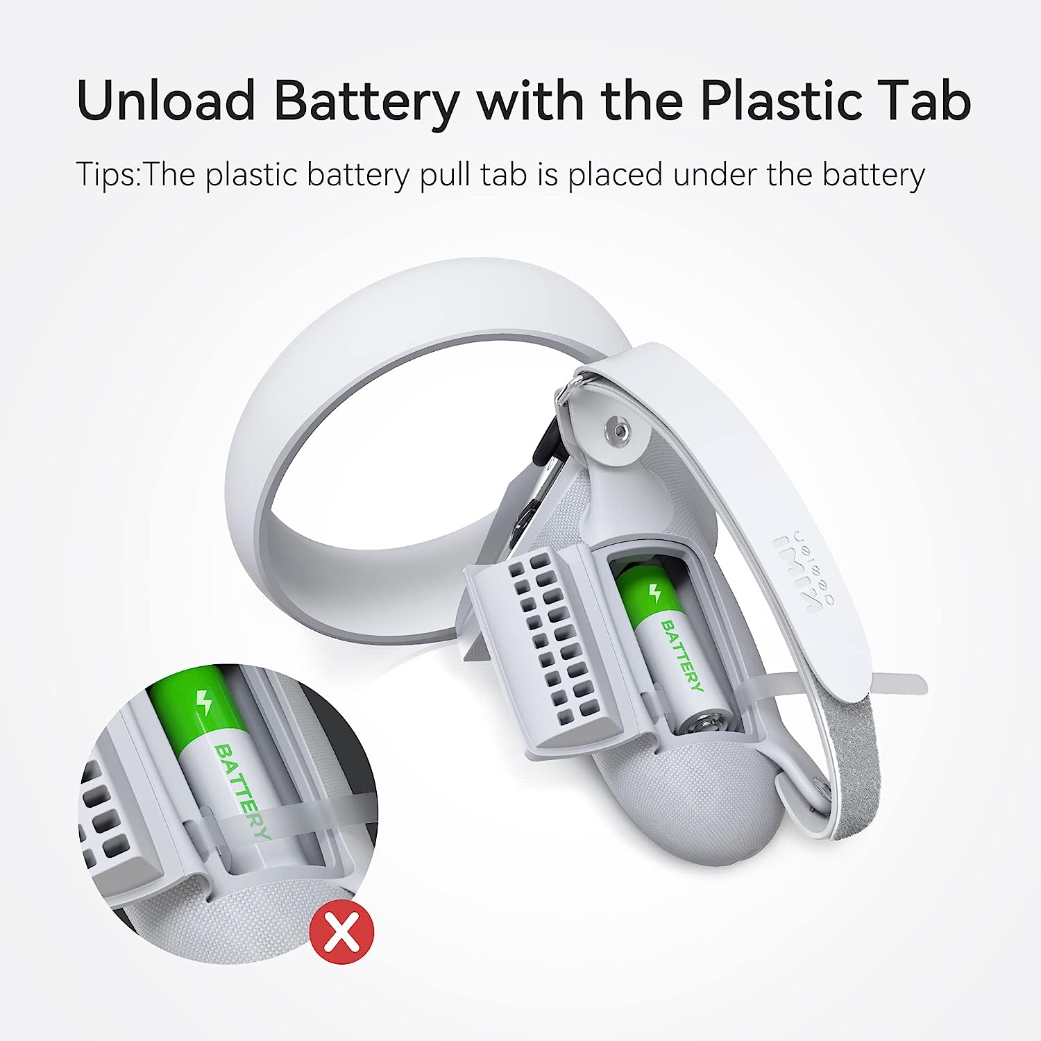 Kiwi Design Knuckle Grips Cover with Battery Opening Compatible with Quest 2 White