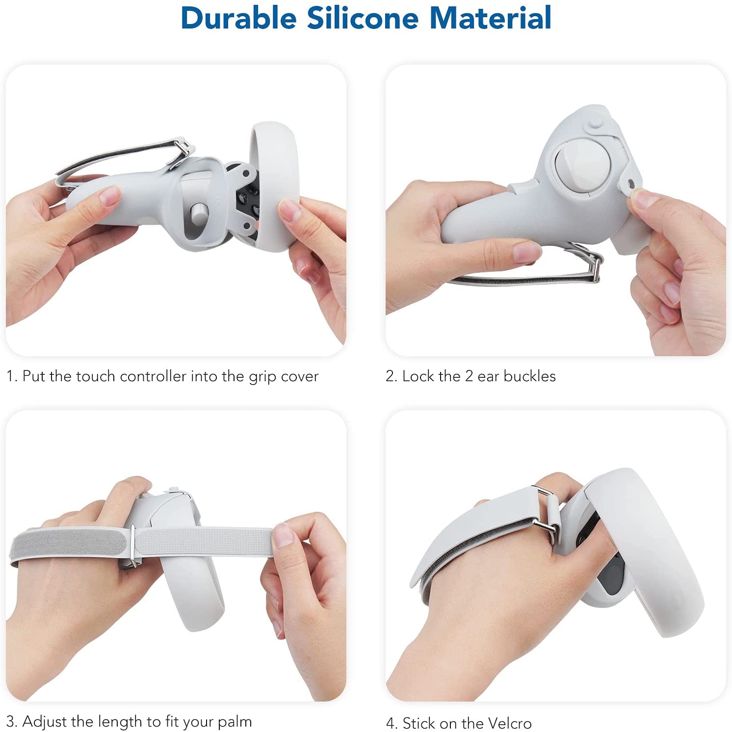 Kiwi Design Knuckle Grips Cover Compatible with Quest 2 Accessories White