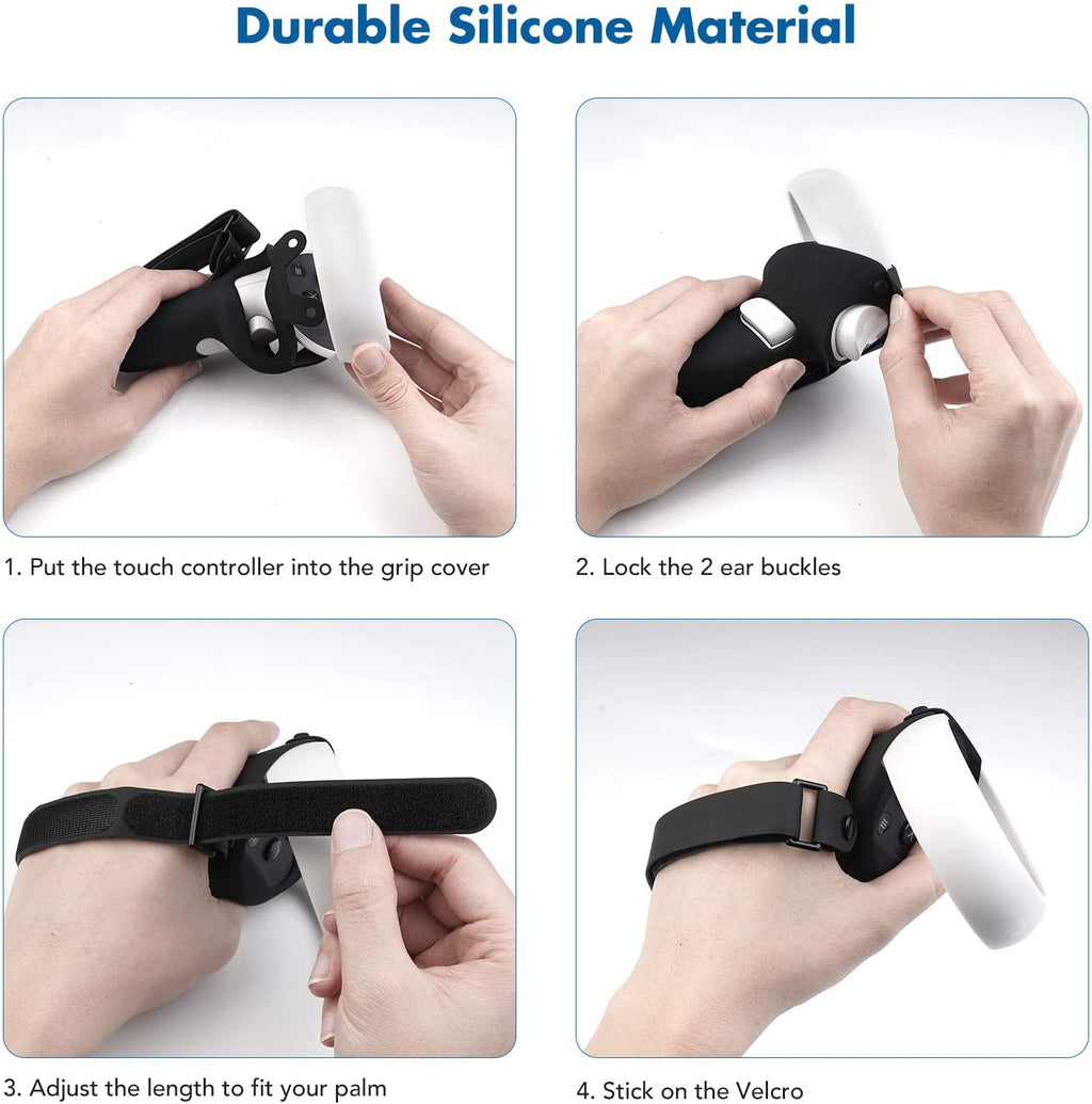 Kiwi Design Knuckle Grips Cover Compatible with Quest 2 Accessories Black