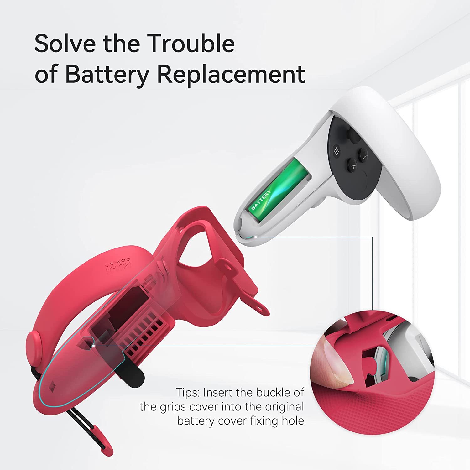 Kiwi Design Extended Controller Grips Compatible with Quest 2 Red/Blue