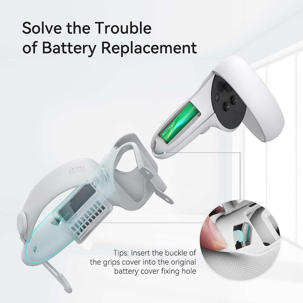 Kiwi Design Extended Controller Grips Compatible with Quest 2 White