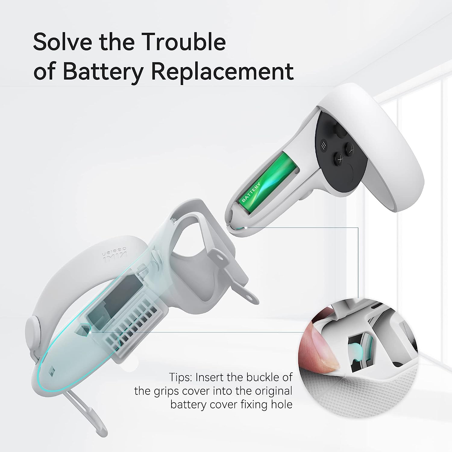 Kiwi Design Extended Controller Grips Compatible with Quest 2 White