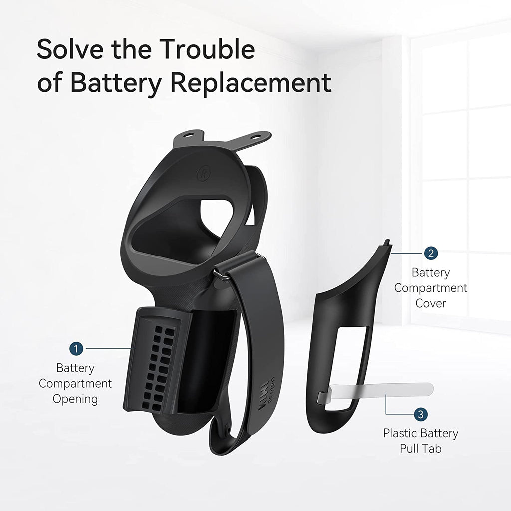 Kiwi Design Knuckle Grips Cover with Battery Opening Compatible with Quest 2 Black