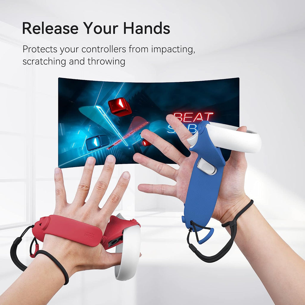 Kiwi Design Extended Controller Grips Compatible with Quest 2 Red/Blue