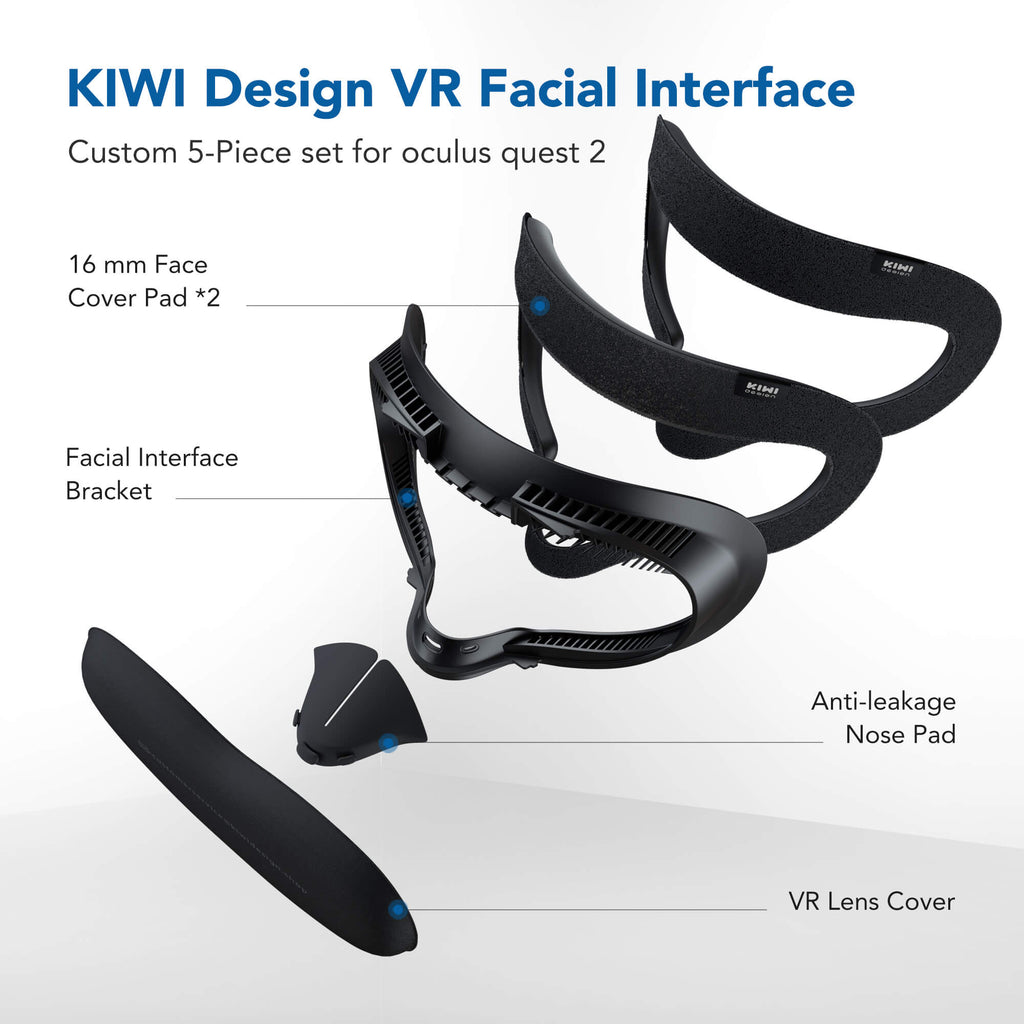 Kiwi Design Facial Interface Compatible with Quest 2 Black