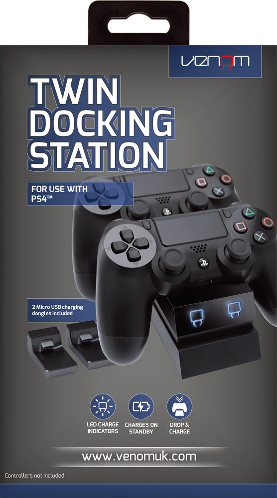 Venom Twin Sony Docking Station - Dual Charging for PS4 Controller/ Gamepad - PlayStation 4