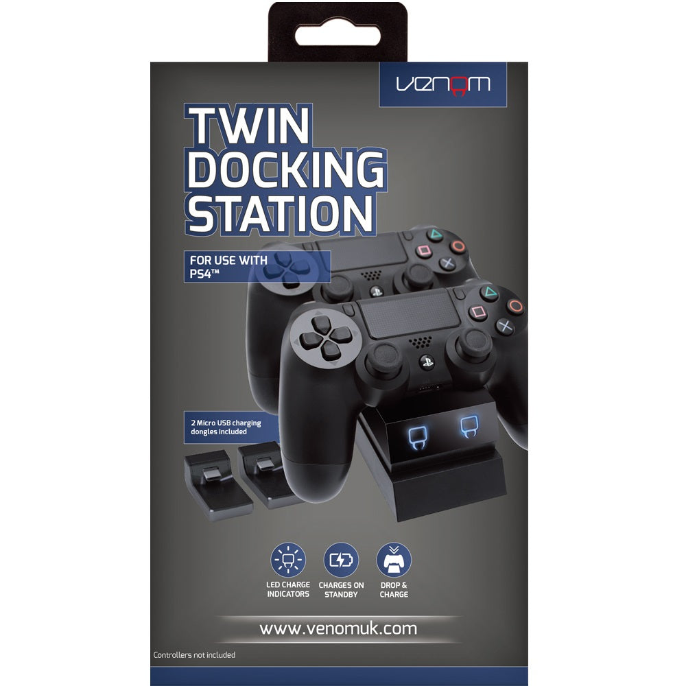 Venom Twin Sony Docking Station - Dual Charging for PS4 Controller/ Gamepad - PlayStation 4