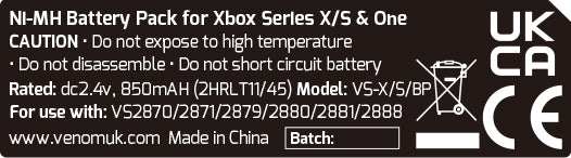 Venom Twin Charging Dock with 2 x Rechargeable Battery Packs - Black (Xbox)