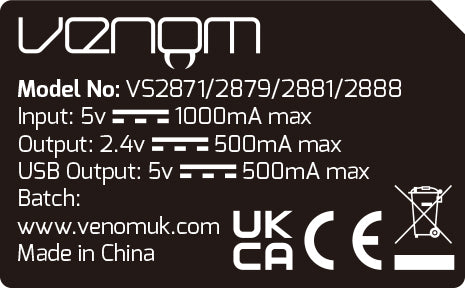 Venom Twin Charging Dock with 2 x Rechargeable Battery Packs - Black (Xbox)