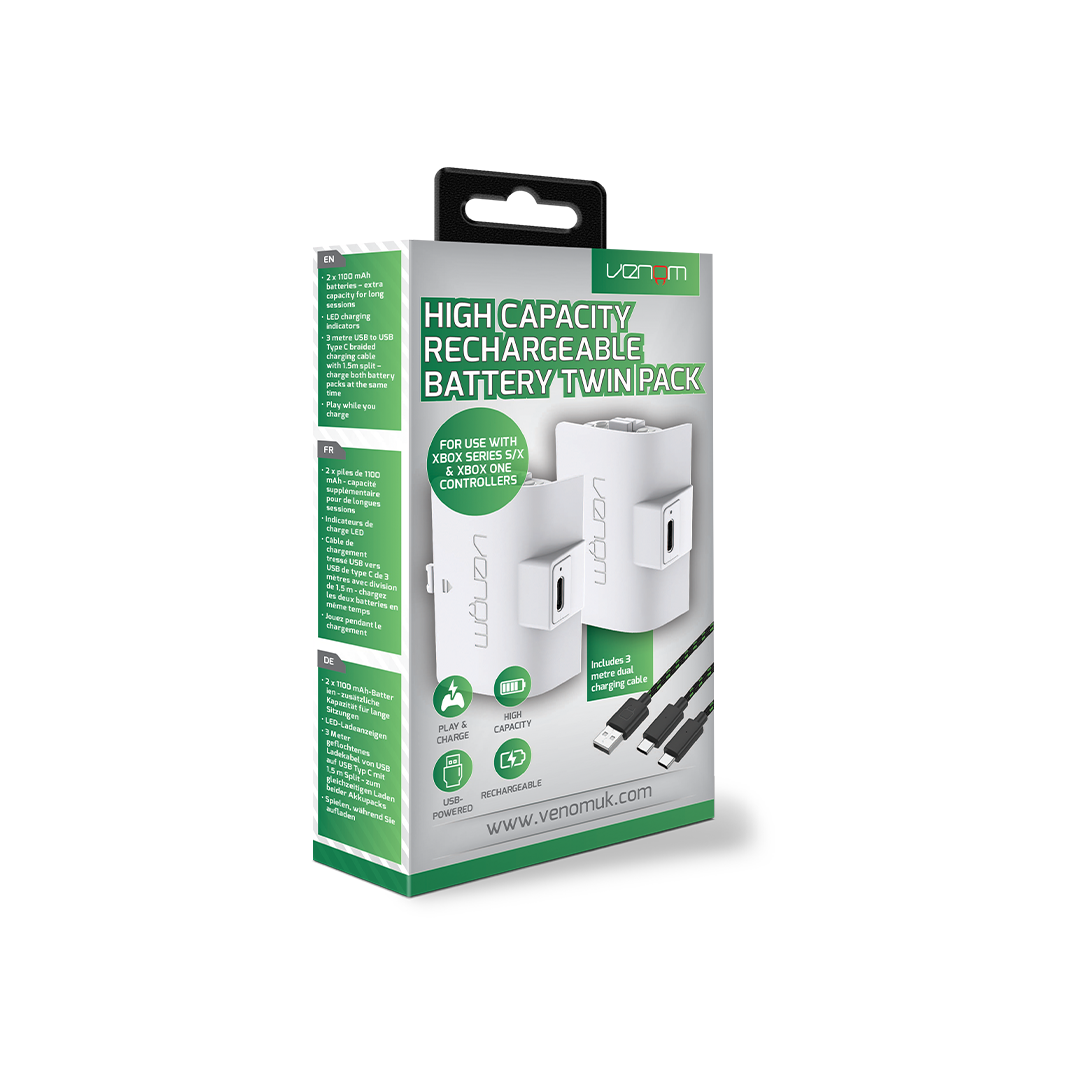 Venom High Capacity 1100mAh Rechargeable Battery Twin Pack - White (Xbox X/S)