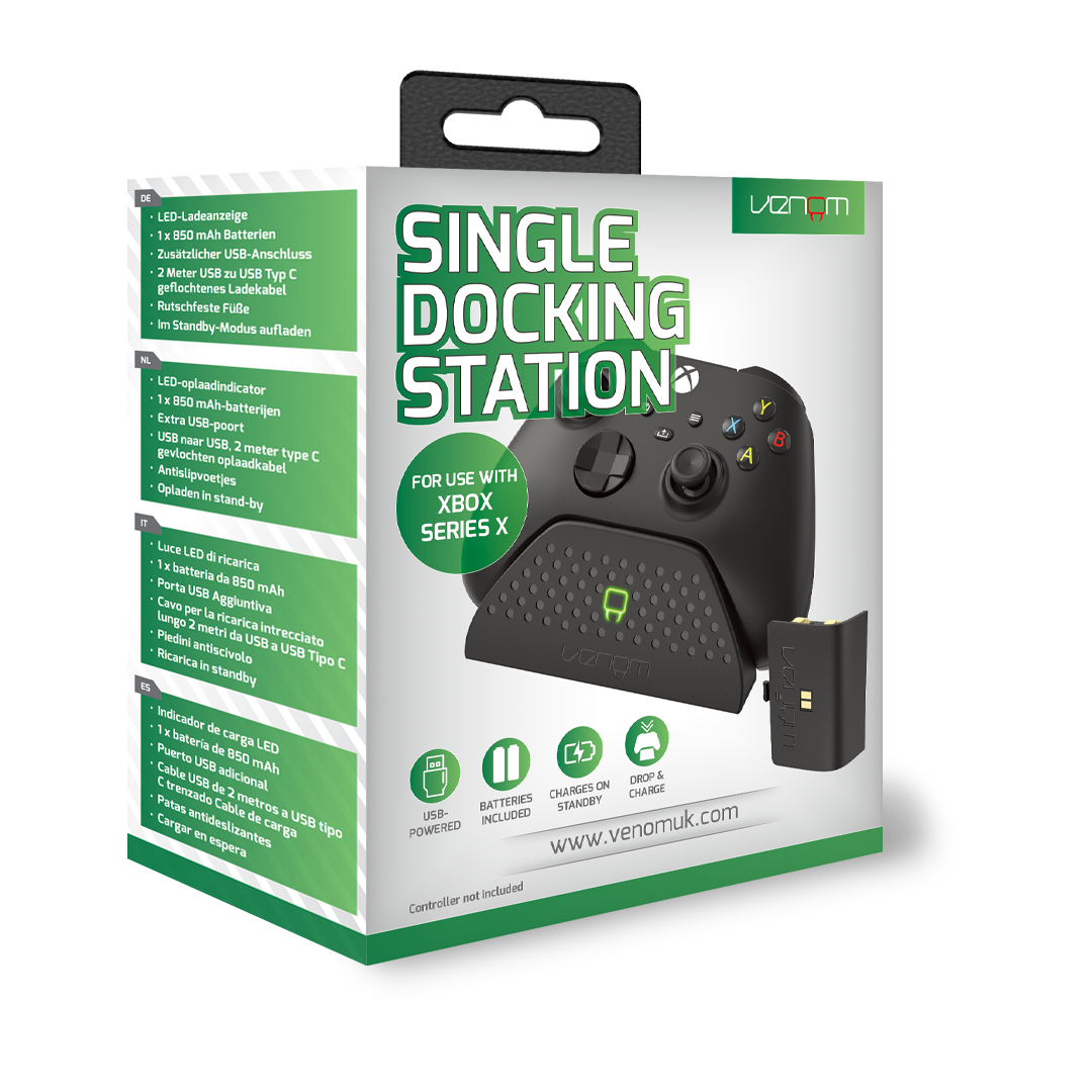 Venom Charging Dock with Rechargeable Battery Pack - Black (Xbox Series X/S)