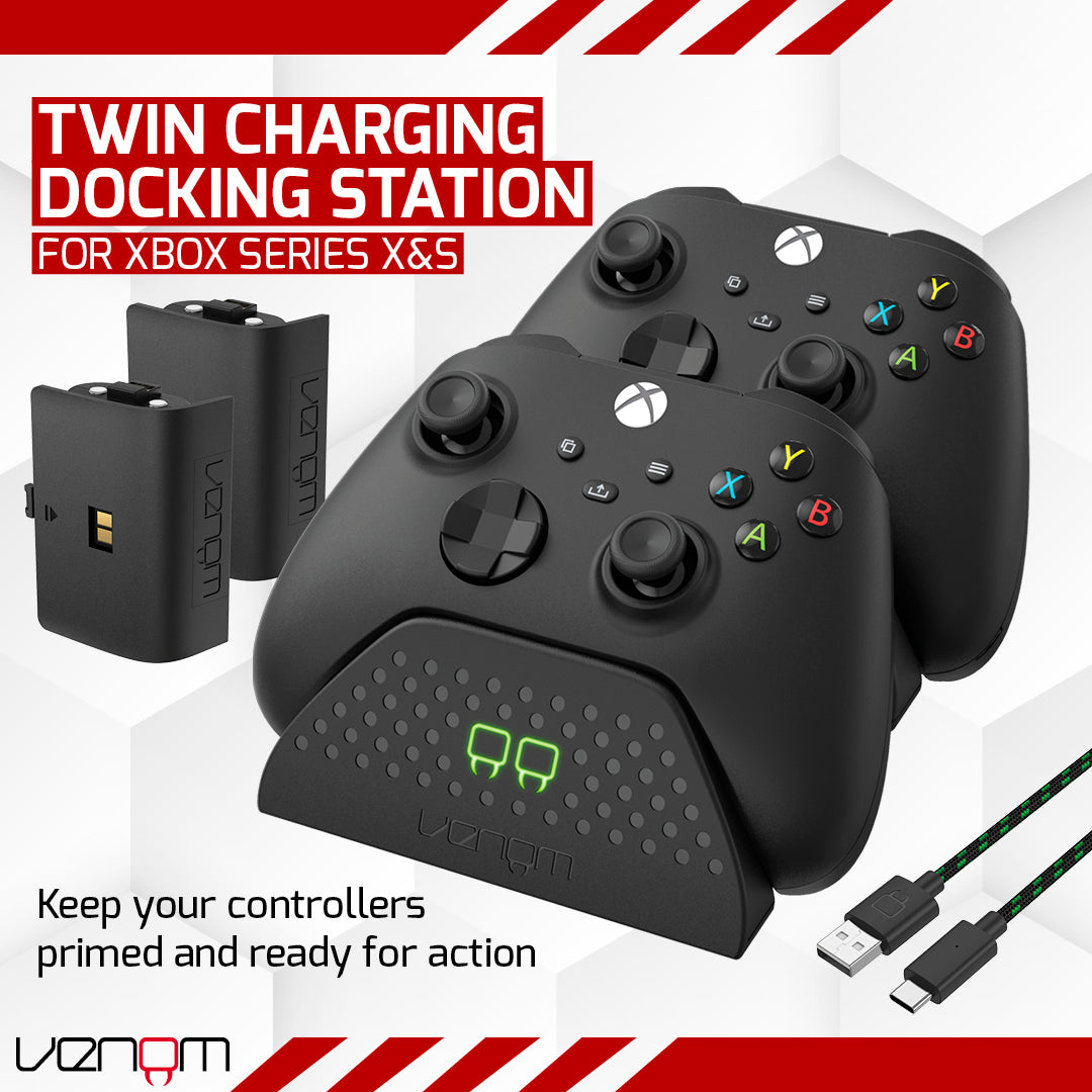 Venom Twin Charging Dock with 2 x Rechargeable Battery Packs - Black (Xbox)