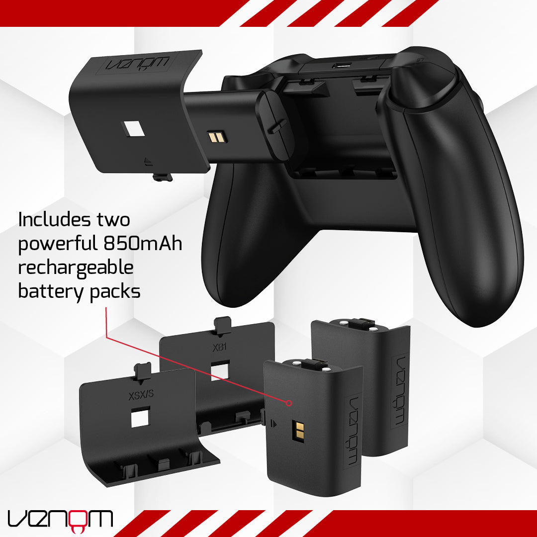 Venom Twin Charging Dock with 2 x Rechargeable Battery Packs - Black (Xbox)