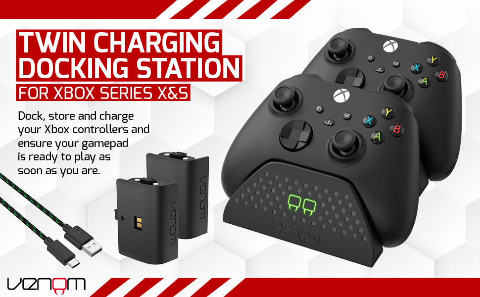 Venom Twin Charging Dock with 2 x Rechargeable Battery Packs - Black (Xbox)