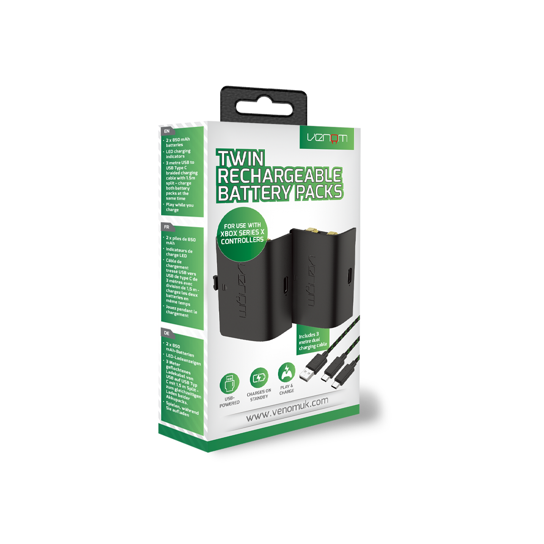 Venom Xbox Controller Rechargeable Battery Twin Pack - Black (Xbox Series X/S)