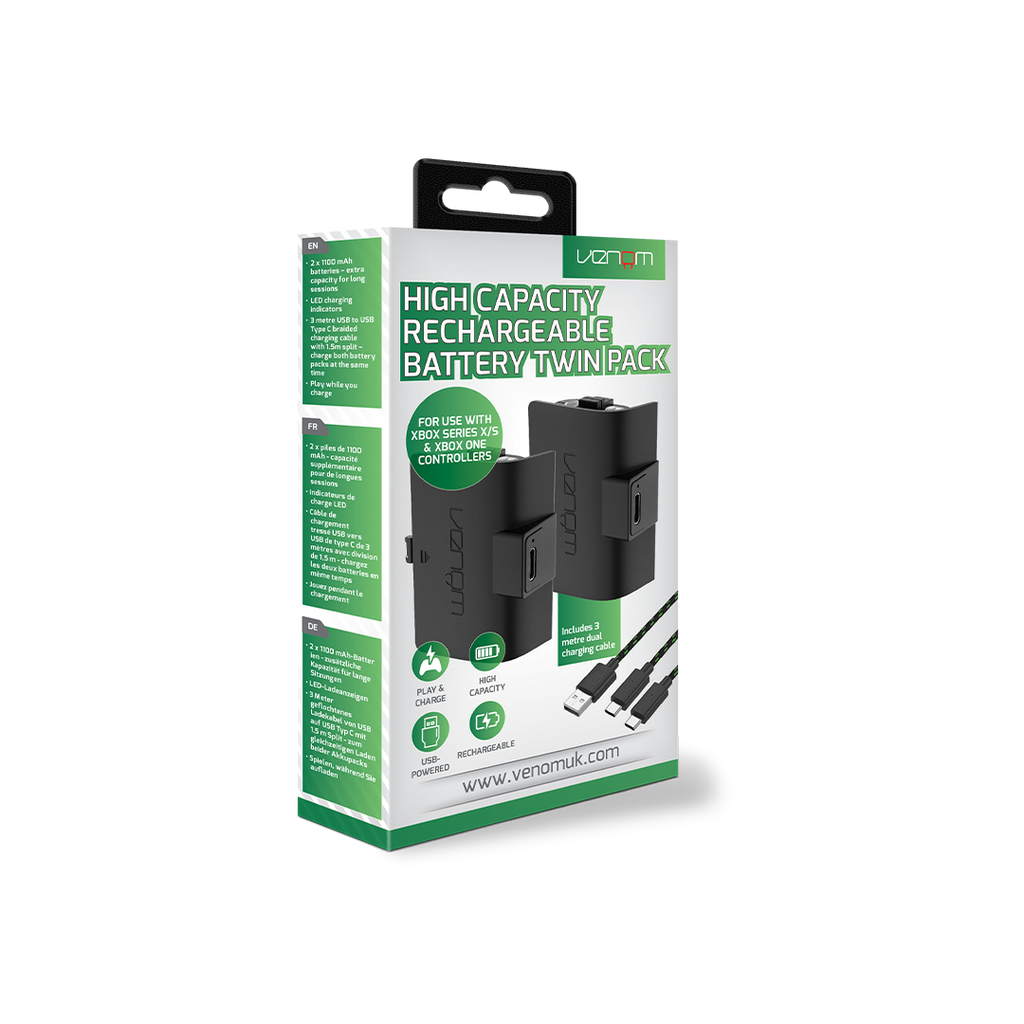 Venom High Capacity 1100mAh Rechargeable Battery Twin Pack - Black (Xbox X/S)