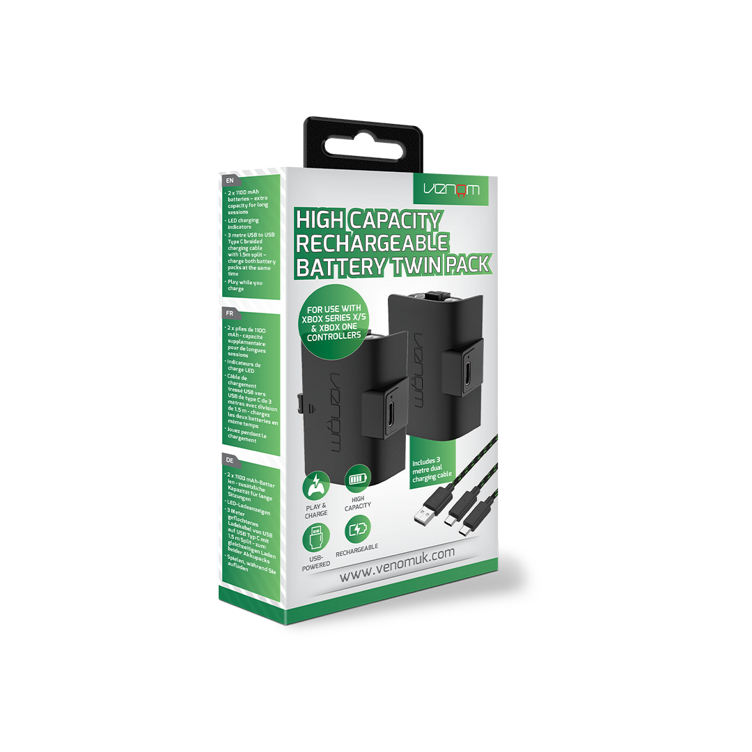Venom High Capacity 1100mAh Rechargeable Battery Twin Pack - Black (Xbox X/S)