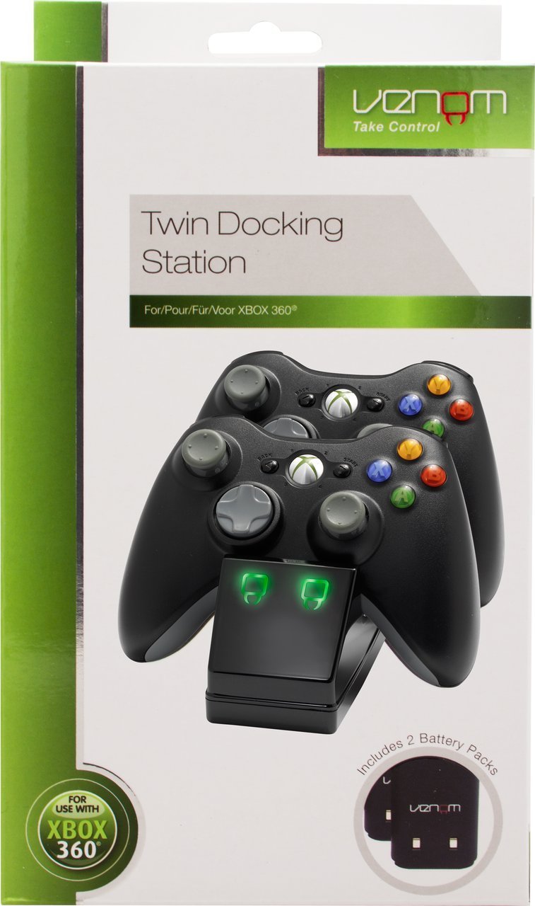 Venom Xbox 360 Twin Docking Station with 2 x Rechargeable Battery Packs: Black (Xbox 360)