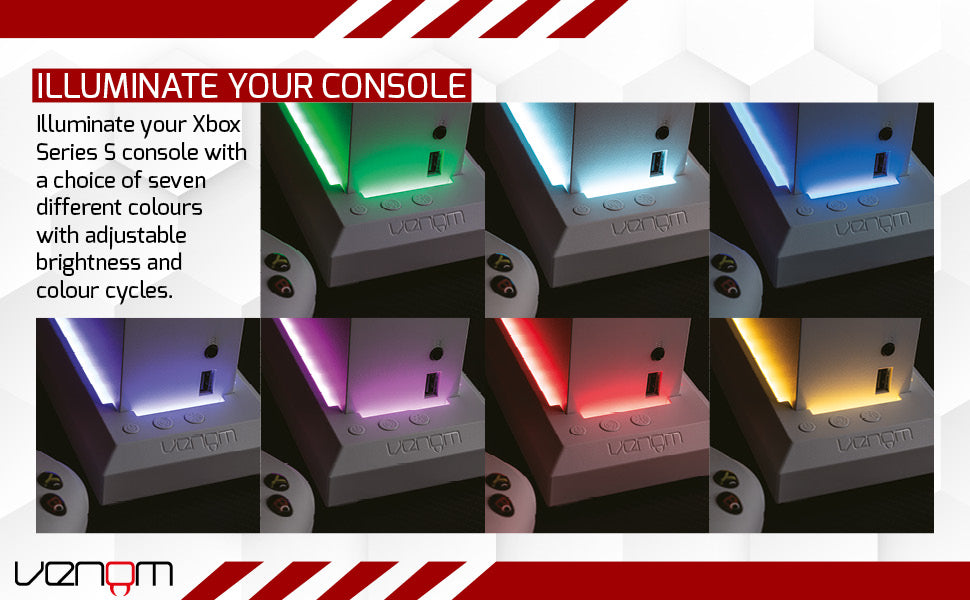 Venom Multi-Color LED RGB Light-up Console Stand- White (Xbox Series X) VS3510