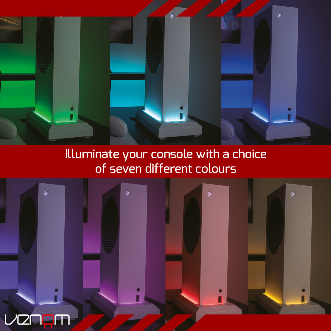 Venom Multi-Color LED RGB Light-up Console Stand- White (Xbox Series X) VS3510