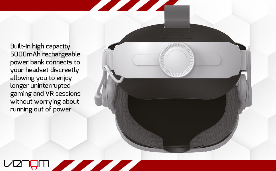 Venom Power Strap for Meta Quest 3 and 2 - Headstrap with Integrated Power Bank