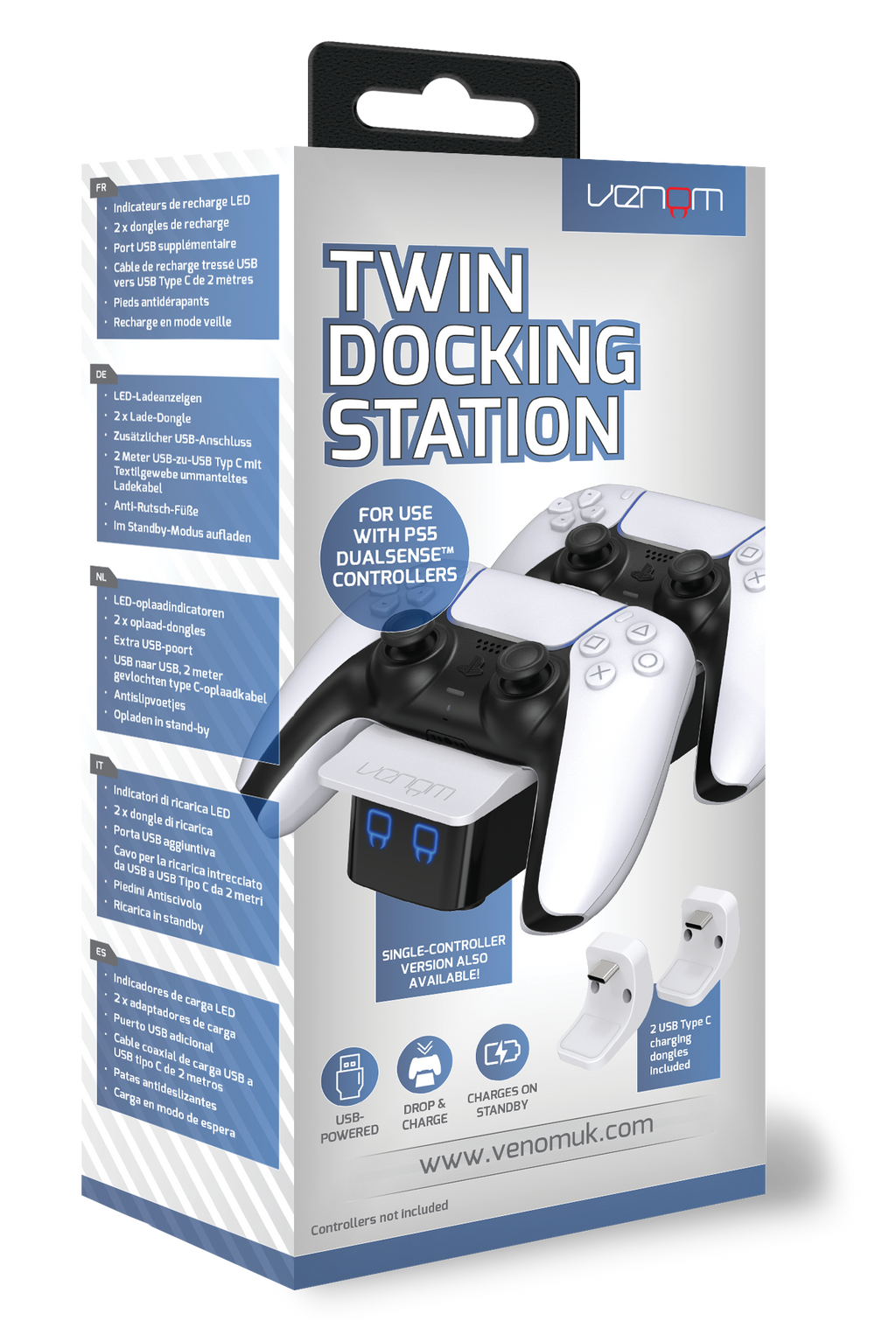 Venom PS5 Controller Twin Docking Station - White VS5001