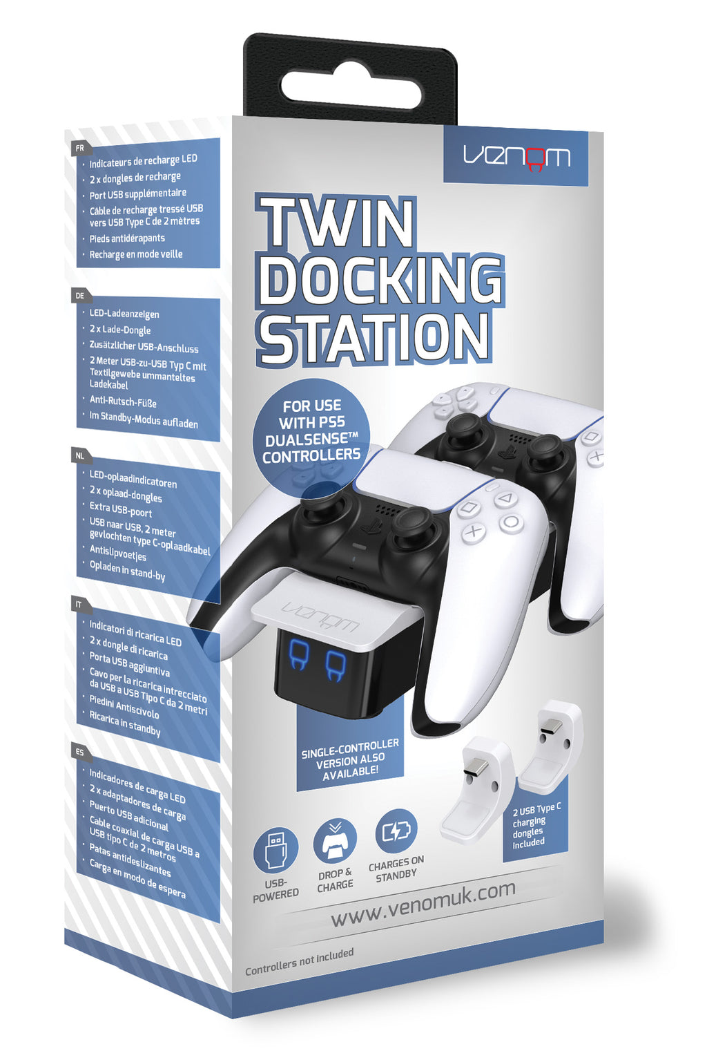Venom PS5 Controller Twin Docking Station - White VS5001
